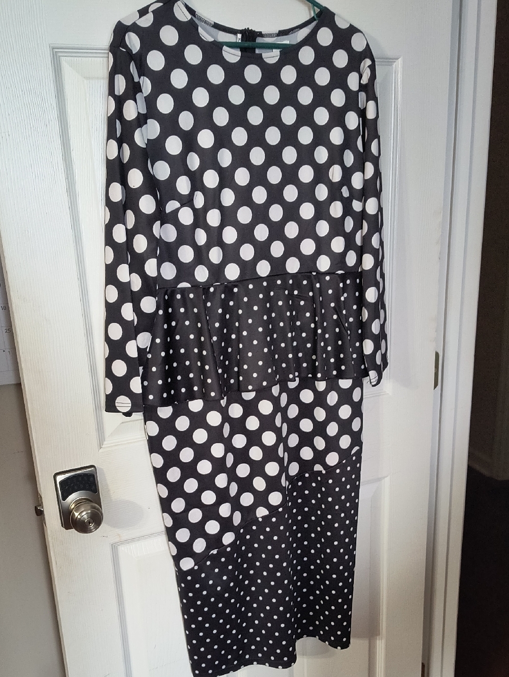 Super Cute Black and White Polka Dot Peplum Dress